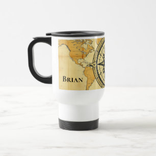 Mug De Voyage Carte du monde minimaliste moderne Boussole Esthét