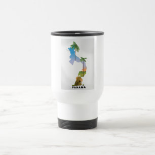 Mug De Voyage Carte du Panama Impression d'affiche illustrée de