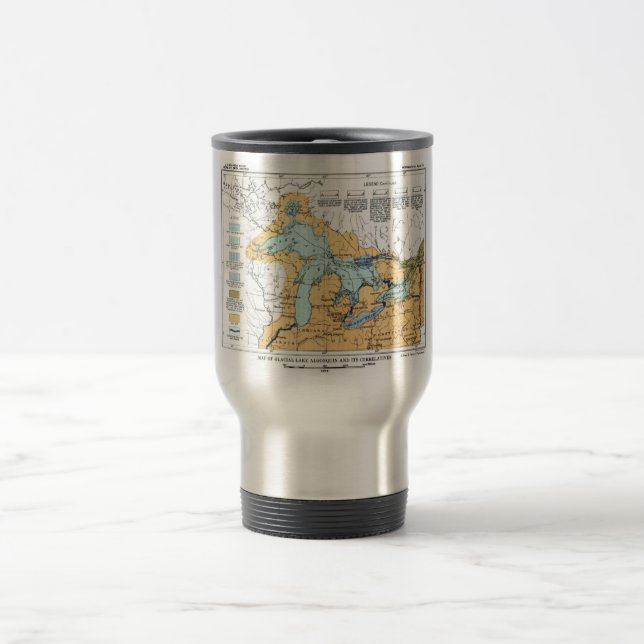 Mug De Voyage Carte vintage des Grands Lacs (Centre)