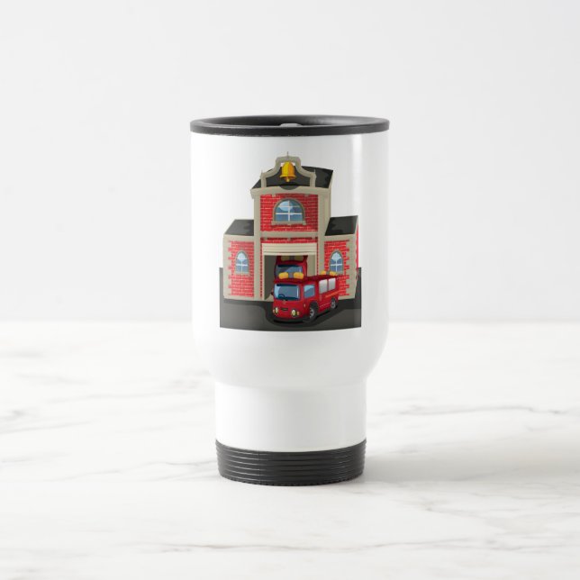 Mug De Voyage Caserne de pompiers et camion de pompiers (Centre)