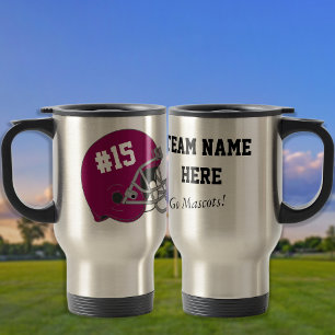 Mug De Voyage Casque de football blanc Maroon ・ coutume