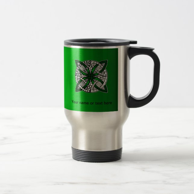 Mug De Voyage Celtic Knot Original Art Green (Droit)