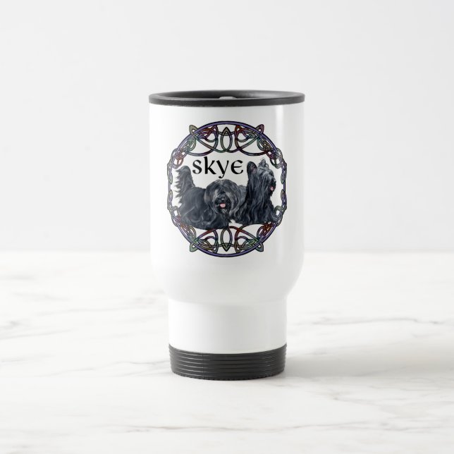 Mug de voyage celtique pour deux terriers de Skye (Centre)