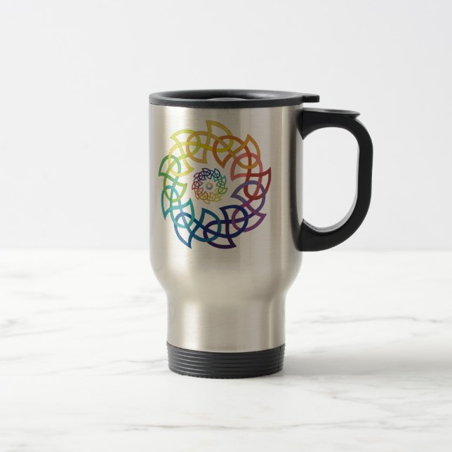 Mug De Voyage Cercles de nouage arc-en-ciel celtique (Droit)