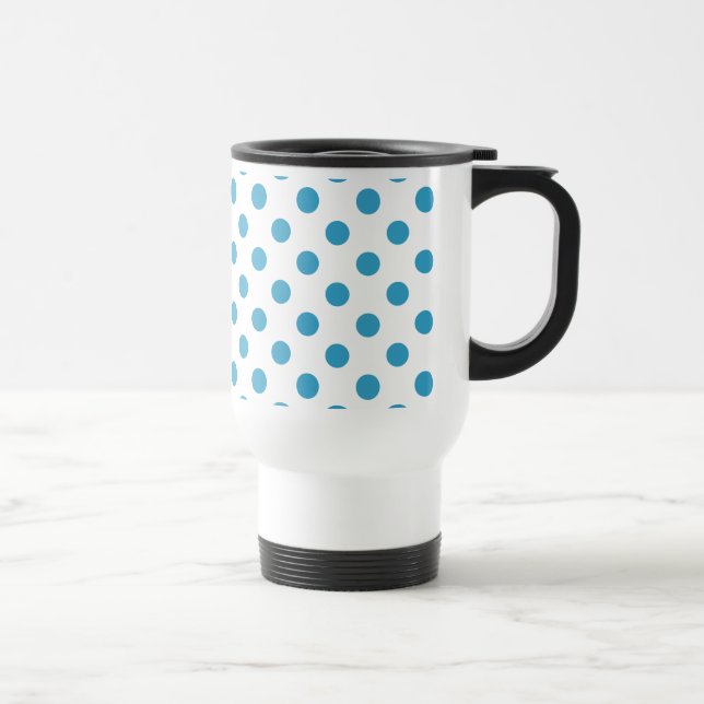 Mug De Voyage Cercles de pois bleus de paon (Droite)
