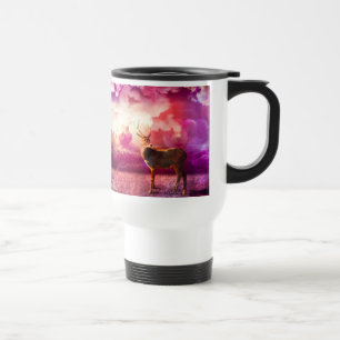 Mug De Voyage Cerf dans la boue des nuages roses