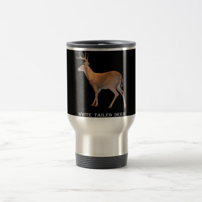 Mug De Voyage Cerfs communs (mâle) Blanc-Coupés la queue (Centre)