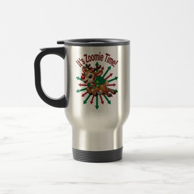 Mug De Voyage "C'est l'heure de Zoomie ! Renne de Noël (Gauche)