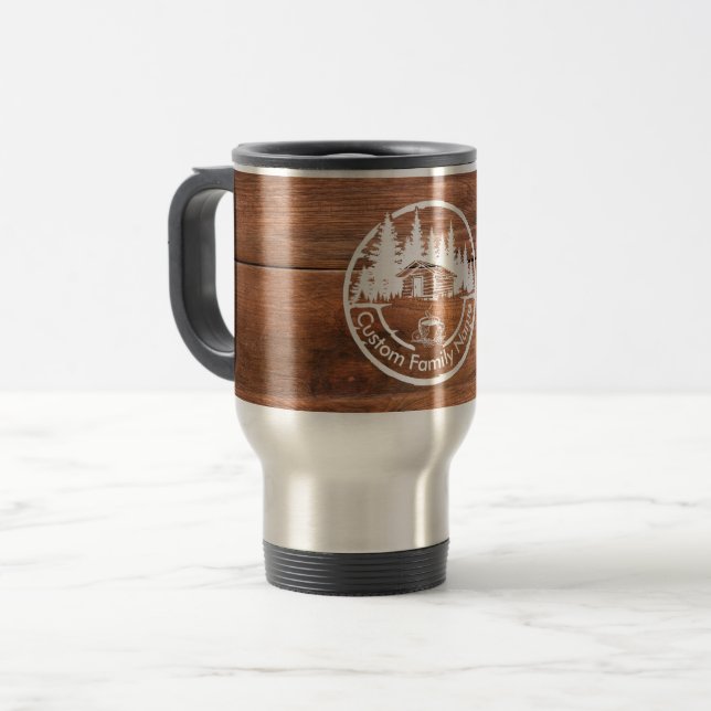 Mug De Voyage Chalet Cabane Grange Maison Rustique | Nom de Fami (Devant gauche)