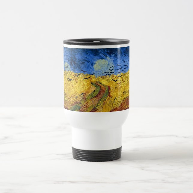 Mug De Voyage Champ de blé de Van Gogh peinture impressionniste (Centre)