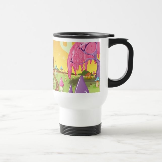 Mug De Voyage Champ de champignons de dessin animé (Droite)