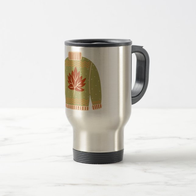Mug De Voyage Chandail d'automne design confortable (Devant droit)