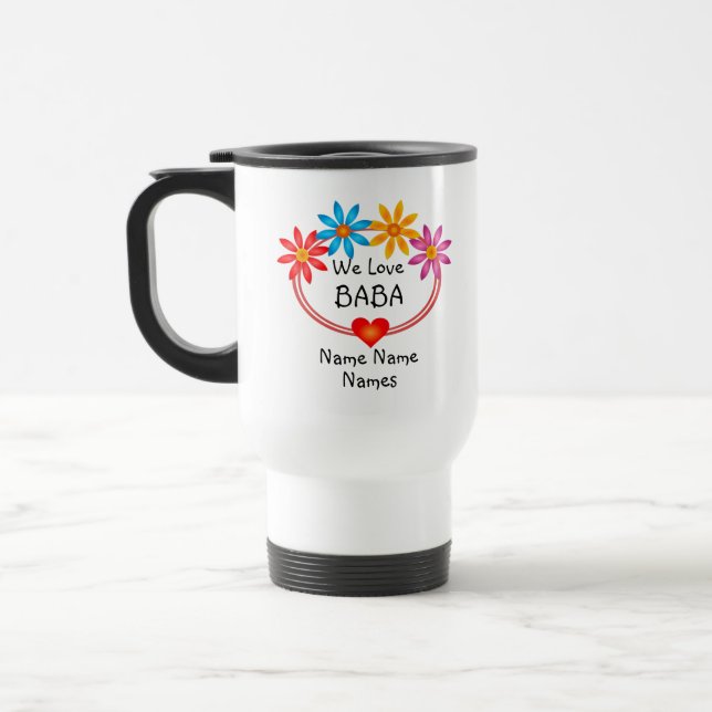 Mug De Voyage Changer tous les noms Noms des enfants BABA Flower (Gauche)