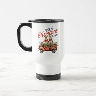 Mug De Voyage Charges de lapins de Noël en Camion Rouge