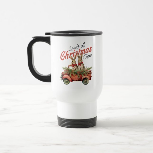 Mug De Voyage Charges de lapins de Noël en Camion Rouge (Gauche)