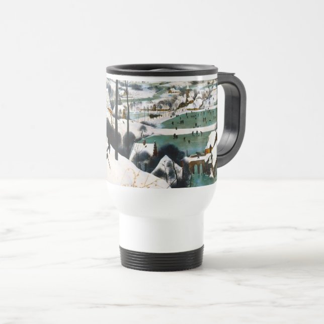 Mug De Voyage Chasseurs dans le paysage de neige Pieter Bruegel (Devant droit)