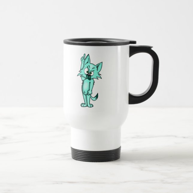 Mug De Voyage Chat autoritaire drôle de bande dessinée (Droite)