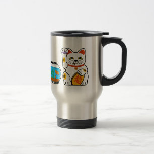 Mug De Voyage Chat chanceux. Poissons malheureux