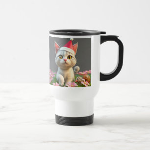 Mug De Voyage Chat de dessin animé festif avec chapeau de Père N