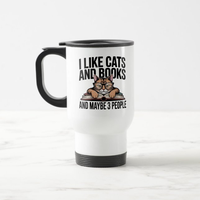 Mug De Voyage Chat Drôle Antisocial Kitty Introverti Amateur de  (Gauche)
