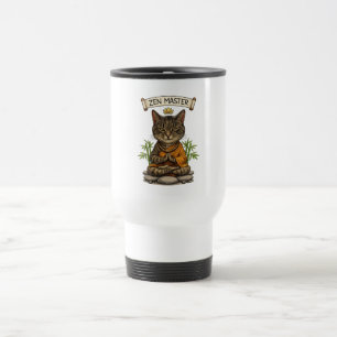 Mug De Voyage Chat Maître Zen Drôle Gris Tabby Cadeau