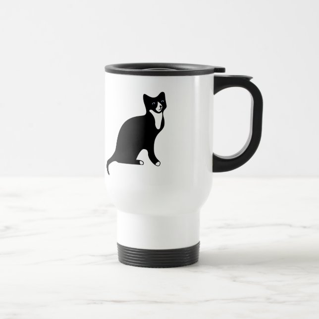 Mug De Voyage Chat noir et blanc mignon de raquette (Droite)