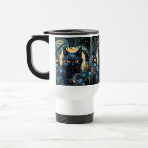 Mug De Voyage Chat noir et lune céleste Voyage Mug