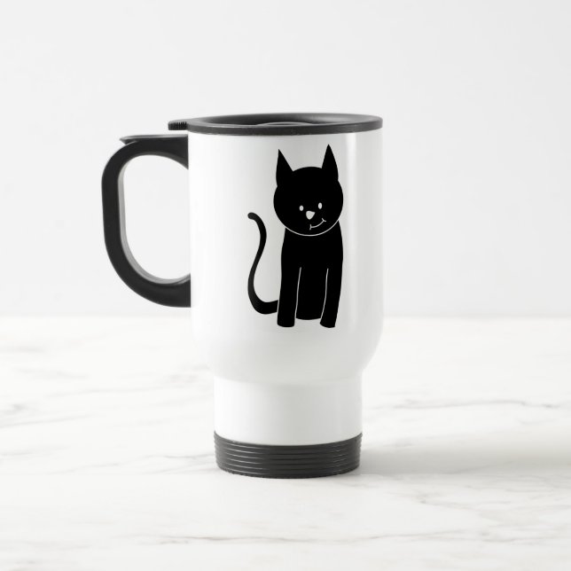 Mug De Voyage Chat noir mignon (Gauche)