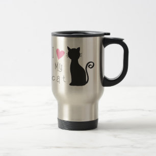 Mug De Voyage Chat noir mignon personnalisable avec beau coeur r