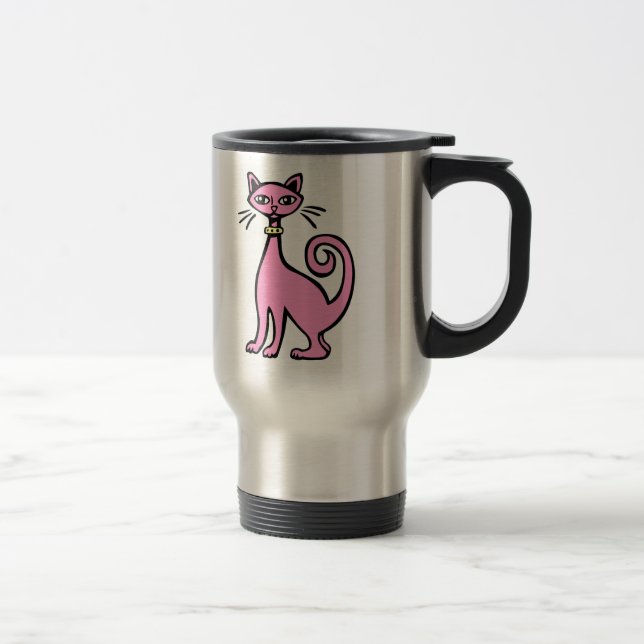Mug De Voyage Chat rétro - Customisé (Droit)