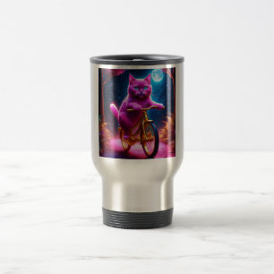 Mug De Voyage Chat Rose Sur Un Parcours Pittoresque De Vélo D'Or