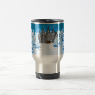 Mug De Voyage Château de contes de fées sous la neige hivernale