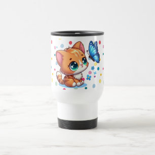 Mug De Voyage Chaton/chat mignon & papillon