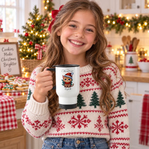 Mug De Voyage Chaton de Noël personnalisé mignon