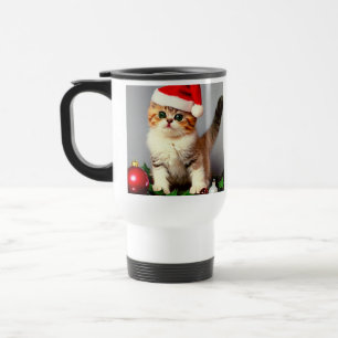 Mug De Voyage Chaton de Noël Vintage à Santa Hat