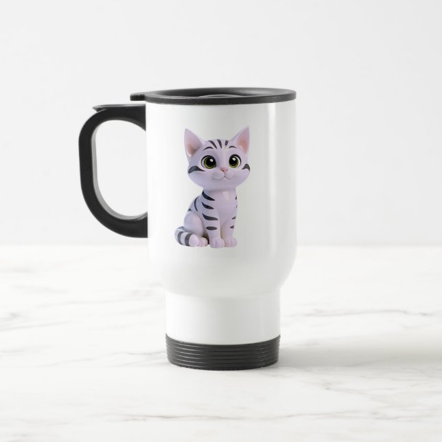 Mug De Voyage Chaton Tigré Assis (Gauche)