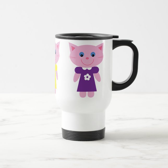 Mug De Voyage Chatons mignons de bande dessinée dans des robes (Droite)