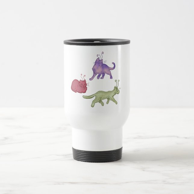 Mug De Voyage Chats Aliens Espace Fantaisiste Chat Drôle Sci-Fi (Centre)