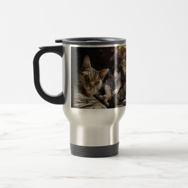 Mug De Voyage Chats jouant au poker (Gauche)