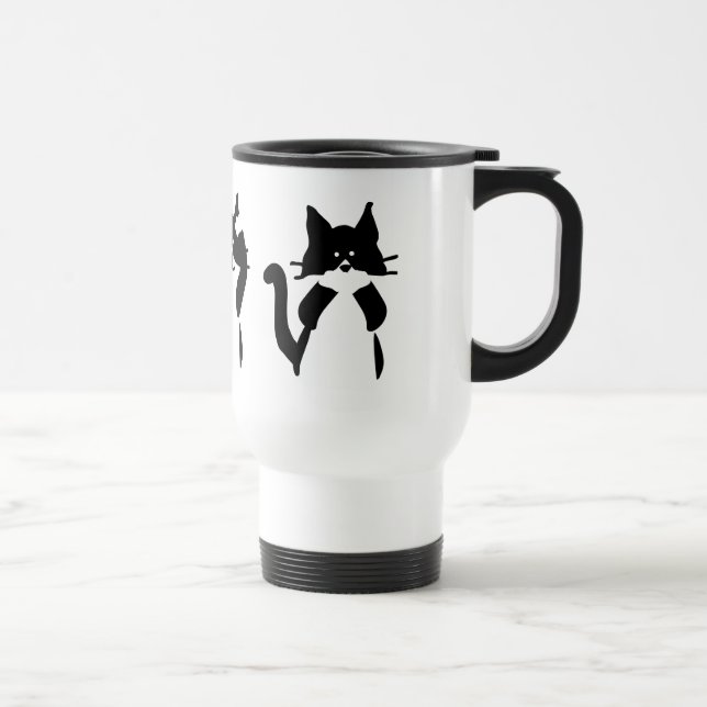 Mug De Voyage Chats noirs et blancs | Trois sages minous (Droite)