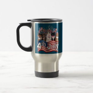 Mug De Voyage Chats Petit Chat Cœur Feu d'Artifice Drapeau Améri