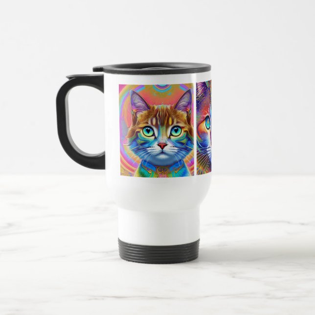 Mug De Voyage Chats royaux de couleur psychédélique (Gauche)