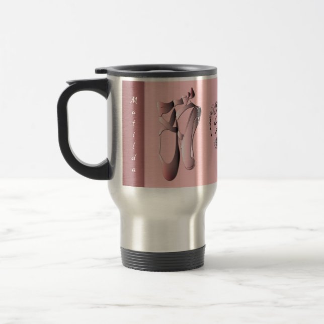 Mug De Voyage Chaussures de pieds de ballet rose avec Monogramme (Gauche)