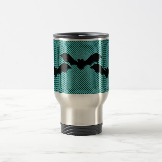 Mug De Voyage Chauves-souris déplaisantes Halloween Mug, Turquoi (Centre)