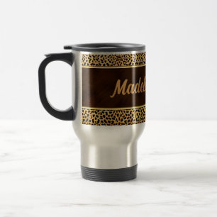 Mug De Voyage Cheetah sauvage féminine en or et Brown