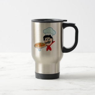 Mug De Voyage Chef de bande dessinée avec la pizza
