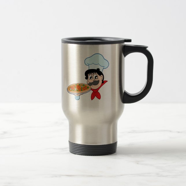 Mug De Voyage Chef de bande dessinée avec la pizza (Droit)
