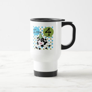 Mug De Voyage Chemises et cadeaux Blue Cow 4th Birthday