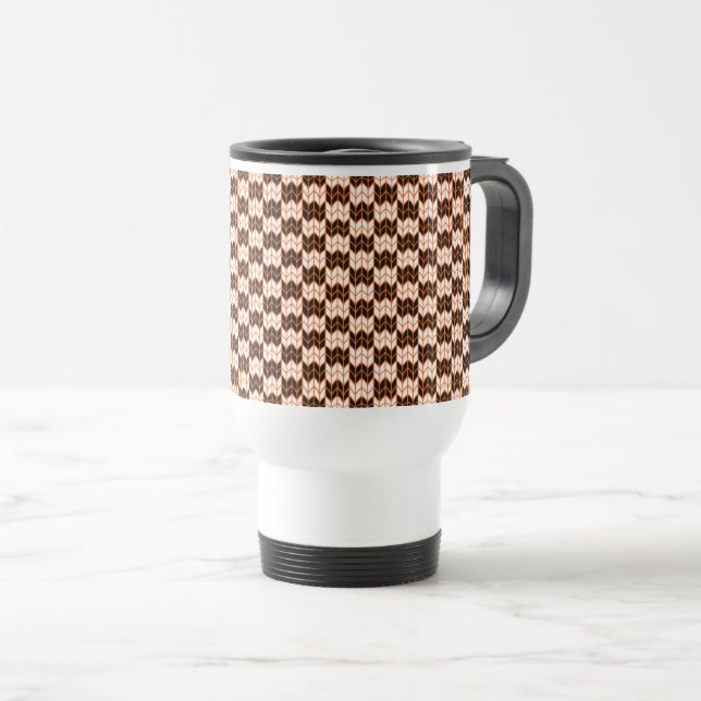 MUG DE VOYAGE CHÈQUE DE CHÈQUE EN ORANGE NOIR KNIT (Devant droit)