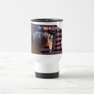 Mug De Voyage Cheval américain et drapeau quarts - patriotiques
